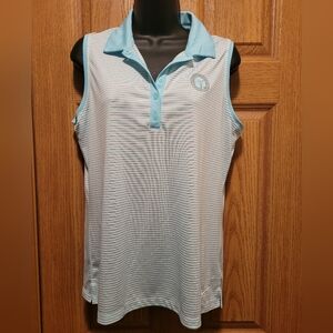 Nike Golf/The Medallion Club Dri-Fit Sleeveless Button Down Polo Shirt S…